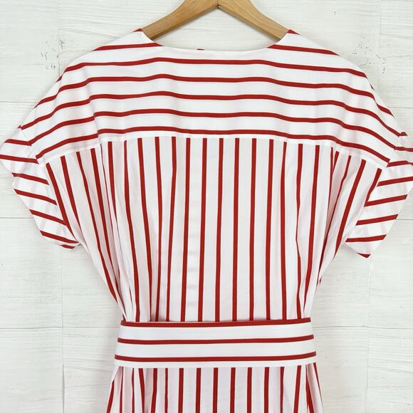 Chico's Embroidered Godet Stripe Maxi Dress Large 12 Red Coastal Vacation Resort - Picture 10 of 16